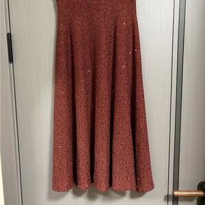 Brunello Cucinelli Rust Sequin A-Line Maxi Skirt